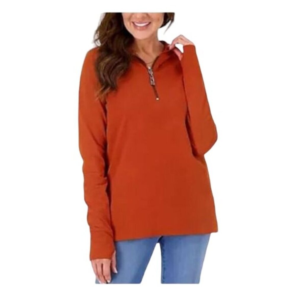 Belle by Kim Gravel Slub Knit Signature Zip Hoodie Womens XXS Cinnamon Stick NEW